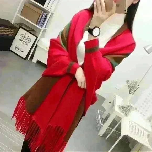 Fashion sweater poncho preppy - Picture 4 of 7